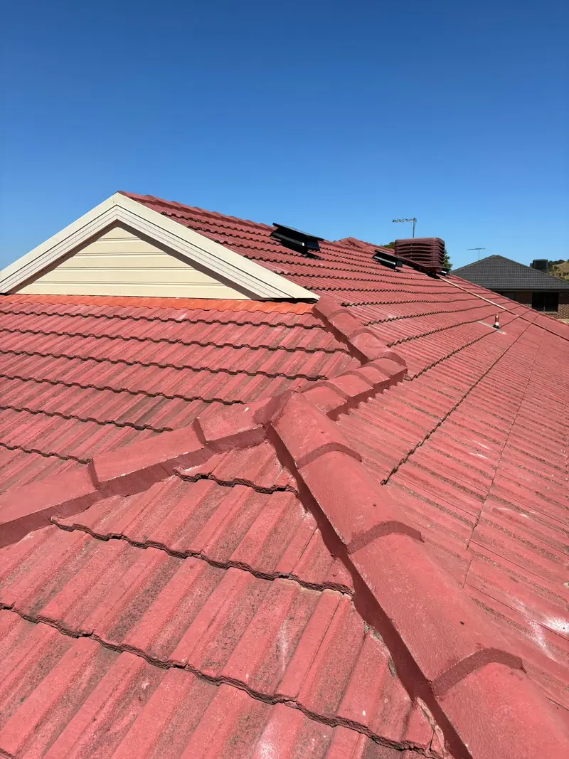After: the same ridge after repair, with the capping back in place