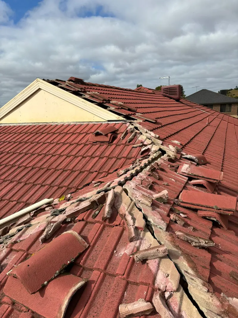 Before: a ridge with broken capping and displaced tiles